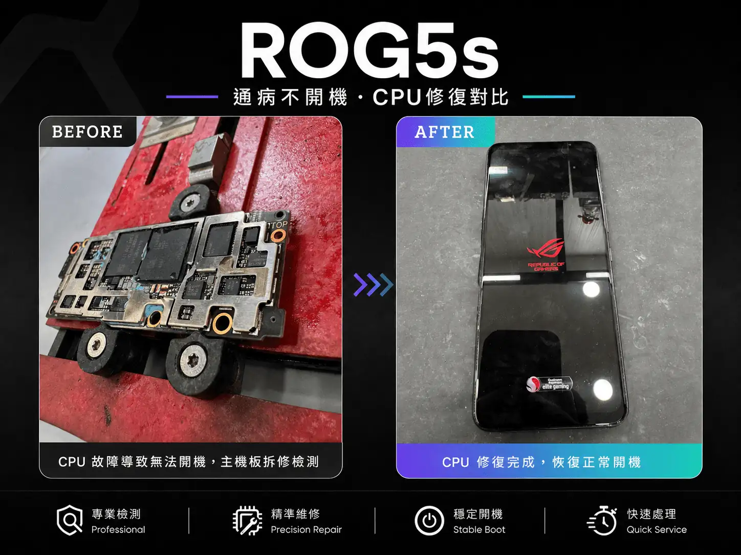 ROG5s 通病不開機CPU修復